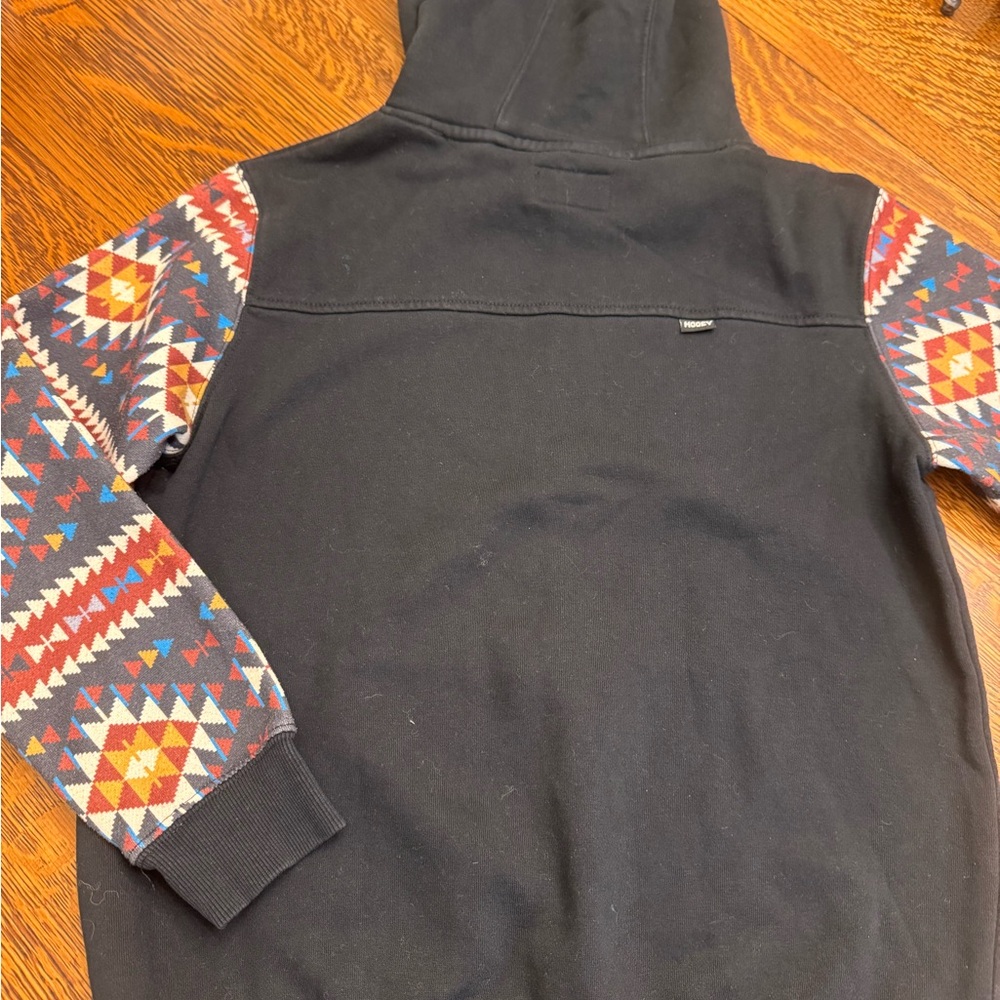 Hooey Hoodie Mens M Black Southwestern Aztec Print Western Rodeo Hoodie Pullover - Picture 4 of 12